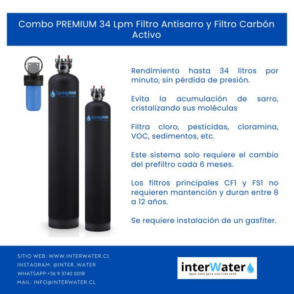 Combo PREMIUM 34 Lpm Filtro Antisarro Y Filtro Carbon Activo - Image 2