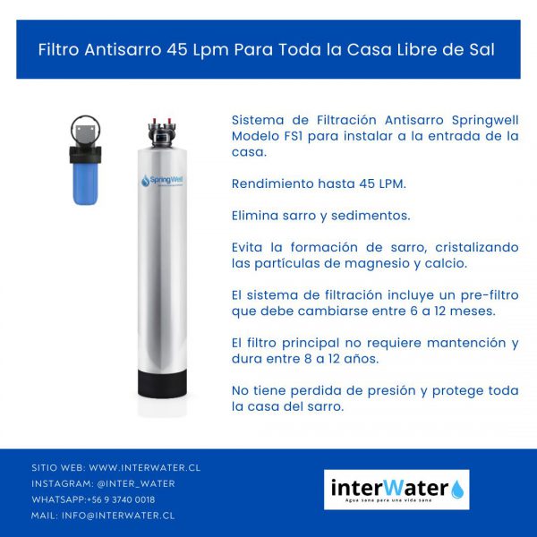 Filtro Antisarro 45 Lpm Para Toda La Casa Libre De Sal SPRINGWELL - Image 2