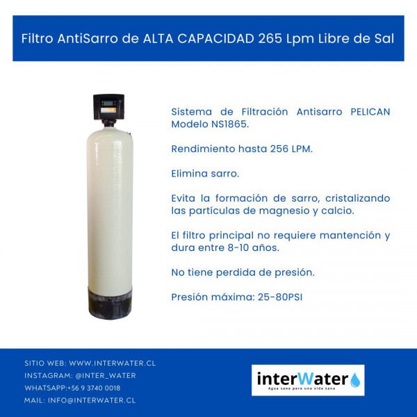 Filtro AntiSarro De ALTA CAPACIDAD 265 Lpm Libre De Sal - Image 2