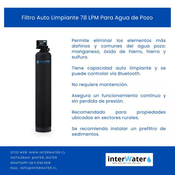 Filtro Auto Limpiante 78 LPM Para Agua De Pozo - Image 2